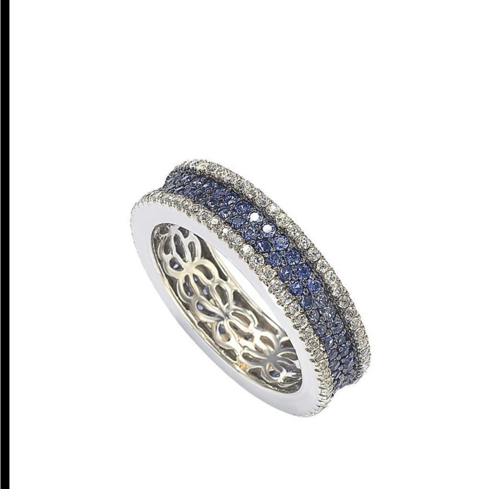Levian Blue and Silver Pave Eternity Ring